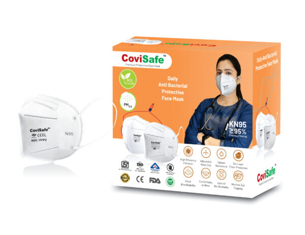 CoviSafe® N95 Ear Loop adjustable, 6 Layers, Reusable Face Mask CE, ISO, ISI, BIS, FDA and WHO-GMP Certified For UNISEX Over Ear Loop (MIX COLOUR / PACK OF 10 - Image 2